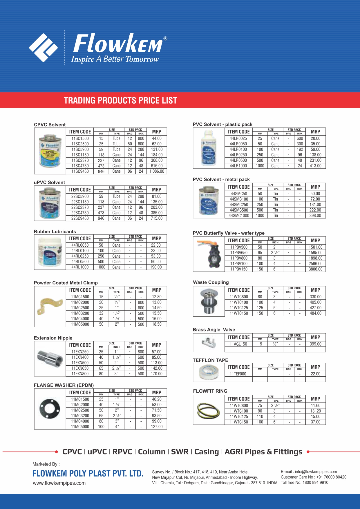 TRADING PRODUCTS PRICE LIST